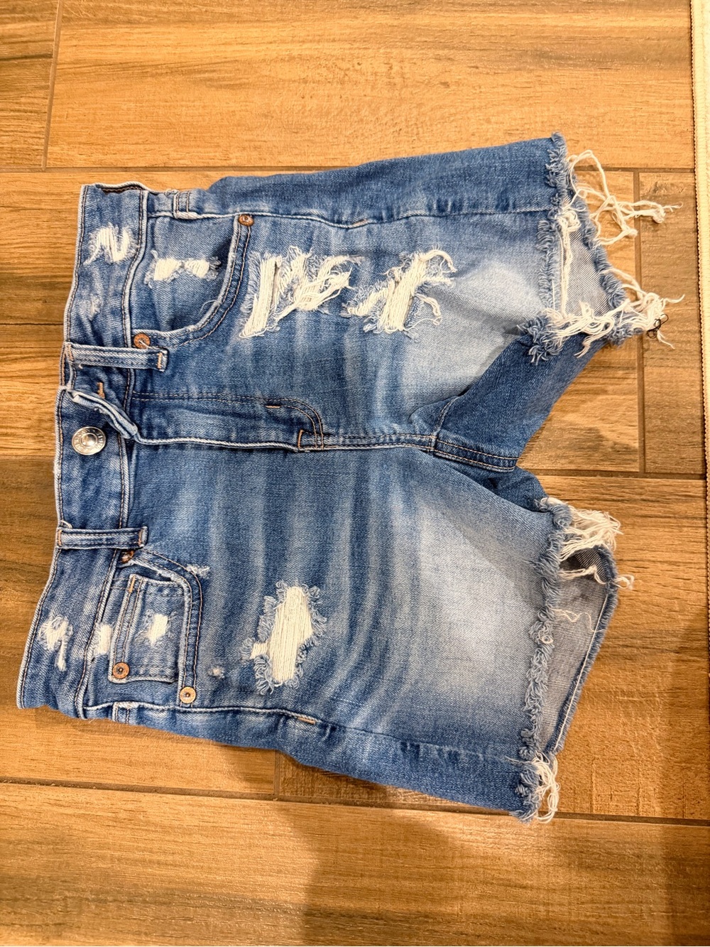 American Eagle Outfitters Distressed Light Blue Denim Shorts